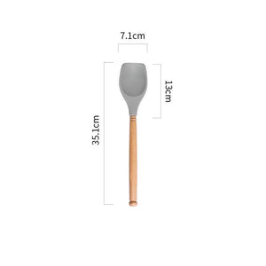 Silicone spatula Set - wooden handle