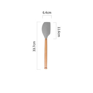 Silicone spatula Set - wooden handle