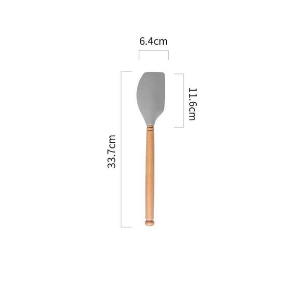 Silicone spatula Set - wooden handle